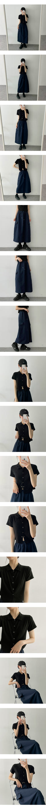ピークバンディングナイロンロングスカート / Peak banding nylon long skirt