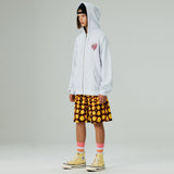 ハートプリンティングフードジップアップ/HEART PRINTING HOOD ZIP-UP-WHITE MELANGE