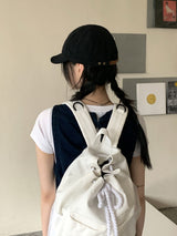 パオンツーポケットストリングキャンバスコットンバックパック / Paon Two-Pocket String Canvas Cotton Backpack