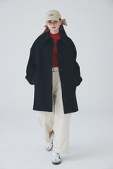 ダブルスティッチカラーオーバーコート / Double Stitch Collar OverCoat [Navy]