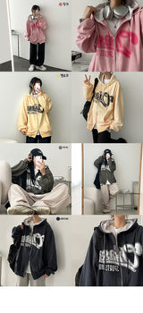 Char Two-Way Coloring Hooded Zip-Up