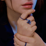 ブルーブロッサムリング/Blue Blossom Ring (black silver)