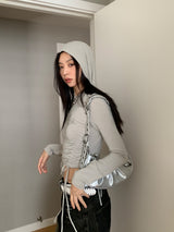 コレクションシャーリングクロップフーディー