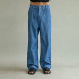 バータック デニムパンツ/BAR TACK DENIM PANTS (MID BLUE)