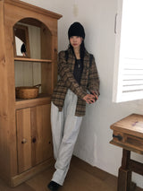 Gaten brushed check long-sleeved shirt