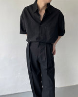 リネンベルトワイドスラックス / ECT linen belt wide slacks (4 colors)