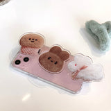 コットンバニーポポスマホグリップ/Cotton bunny popo Smart Tok ivory