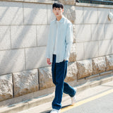 リネンビックオーバーシャツ/LinenLinen Big Overfit Crayon Stripe Shirt S81 Light Blue