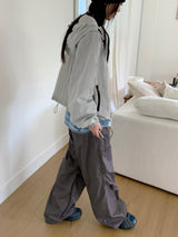 Tissue Coated Parachute Two Way Jogger Wide Pants