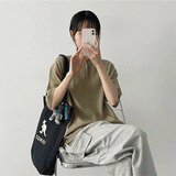 オーサムヘンリーネックショートスリーブニットウェア/. Awesome Henry neck Short-sleeved Knitwear