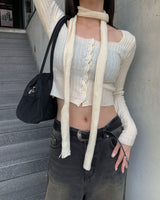 Muffler button knit set