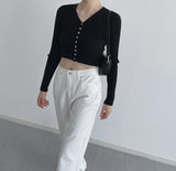Miss Daily V-Neck Cropped Cardigan [4 colors]