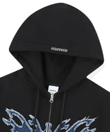 バタフライアップリケフードジップアップ