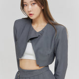 カッティングクロスクロップジャケット/CUTTING CROSS CROP JACKET GRAY (6682531922038)