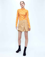 ハートユニバースモックネックTシャツ/Heart Universe Mock Neck T-Shirt _ Orange