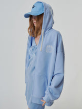 HEAVY WEIGHT OVERFITTED UNIVERSITY LOGO EMBROIDERY HOODIE ZIP UP_ SKY BLUE (6682312867958)