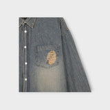 3 TAP Smoke Wrinkle Wash Denim Shirt (2color)