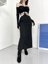 ディープホルターマキシスカート/[SEOW] 670. Deep halter maxy sk
