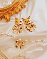 メルビーザキャットシリーズ - アドラーブルリボンピアス / Melbie The Cat Series - Adorable Ribbon Piercing