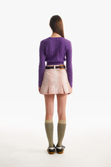 スモールチェリーケーブルクロップニット／SMALL CHERRY CABLE CROP KNIT [PURPLE]