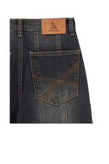デニムダイアゴナルステッチドパンツ / DENIM DIAGONAL STITCHED PANTS (BLACK)