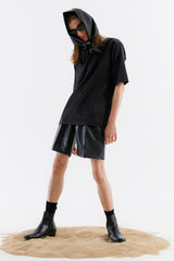 Dbel Embroider Leather Scarf (Black) (4643641786486)