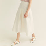 コットンプリーツAラインスカート / Cotton Pleats A-Line Long Skirt (Ivory)