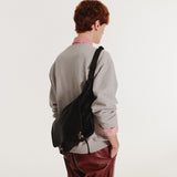 2-Buckle Biker Messenger Bag (Black)