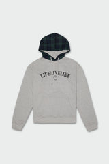 チェックパターンフーディー / Check Pattern Hoodie, Grey