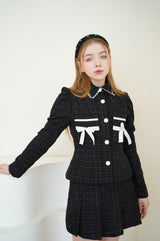set tweed romantic jacket skirt black (6688681787510)