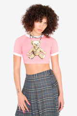 "ロックテディ" リンガーT / "Rock teddy" ringer T-shirt (2624802553974)