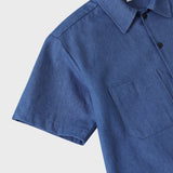 ベースボール刺繍ユニセックス半袖シャツ / Baseball Grand Embroidery Short-Sleeved Unisex Denim Shirt