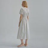 ボリューム ストライプ ドレス / Volume striped dress