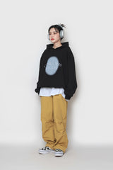 スプレーペインティングエンブロイダリーフーディ / Spray Painting Embroidered Hood