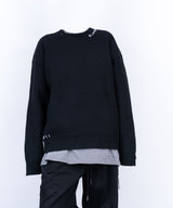 BBD Hand-stitched Logo Ripped Sweater (Black)