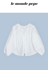 two-way ribbon puff blouse