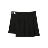 バックルプリーツラップスカート/0 9 buckle pleats wrap skirt - BLACK