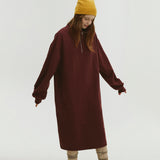 SAILOR HALF ZIP-UP JERSEY DRESS_BURGUNDY