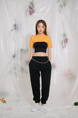 スリットネックレスクロップTシャツ / TOP(9326) Slit Necklace Crop Tee