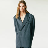 MAXIMAL DOUBLE BREASTED HIDDEN BUTTON BLAZER GREY