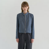 ハイカラースエードジャケット / HIGH COLLAR SUEDE JACKET, BLUE