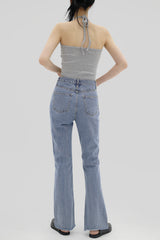 クロップドホルターネックスリーブレス / Cropped halterneck sleeveless (3color)