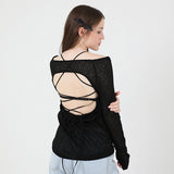 シースルーバックスリットロングスリーブニット / See-Throught Back Slit Long Sleeve Knit Black