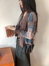 Sackle Vintage Fringe Mix Knit Cardigan