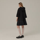 プリーツフードジャージードレス / PLEATS HOOD JERSEY DRESS_BLACK