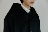 ウールフードコート/unisex wool hood coat black