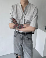 CR ツイードラウンドハーフシャツ / CR Tweed Round Half Shirt (2 colors)