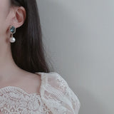 Elegant Oval Crystal and Pearl Piercing - Deep Blue