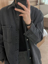 ASCLO Washing Black Denim Jacket