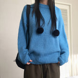 [Wool 10/6color] タムタムコージービビッドラウンドルーズフィット長袖ニット